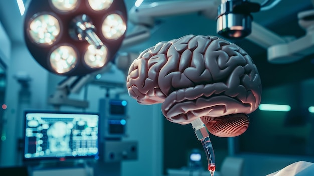 Neurochirurgie Réseau neural Technologie de pointe Cartographie du cerveau Photographie Spotlight Vignette Vue dans le miroir