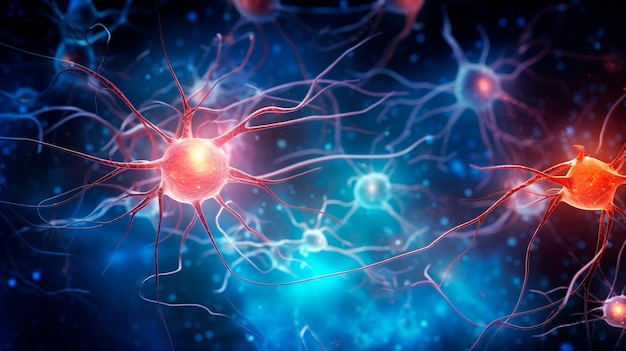 neurone humain sur fond noir