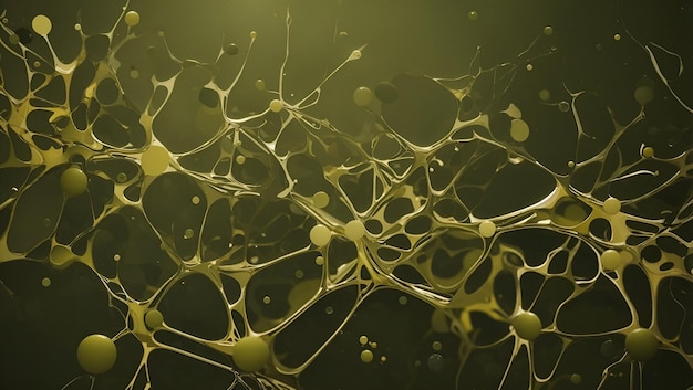 Des neurones abstraits, des œuvres d'art, des illustrations 3D sur fond d'olive, du papier peint.