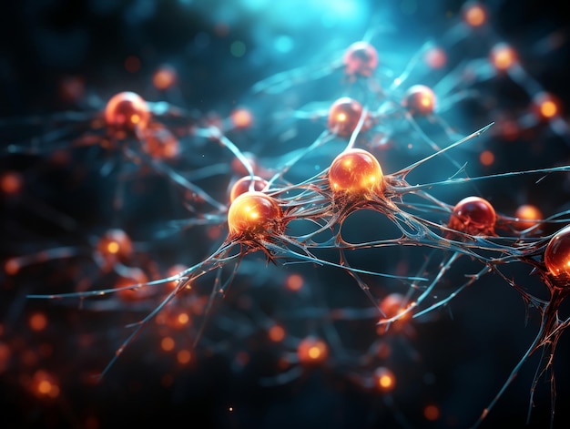 Neurones des cellules neurales reliant le cerveau AI générative