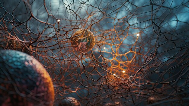 Neurones de rêve surréalistes Une représentation rapprochée à l'intérieur du cerveau