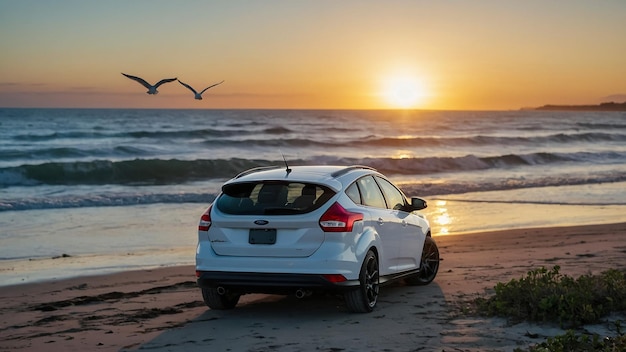 Nevada, États-Unis, 25 décembre 2018 Ford Fusion couleur argent sur le fond de la montagne