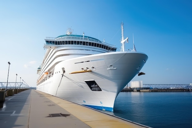 Nez du bateau de croisière près de la jetée