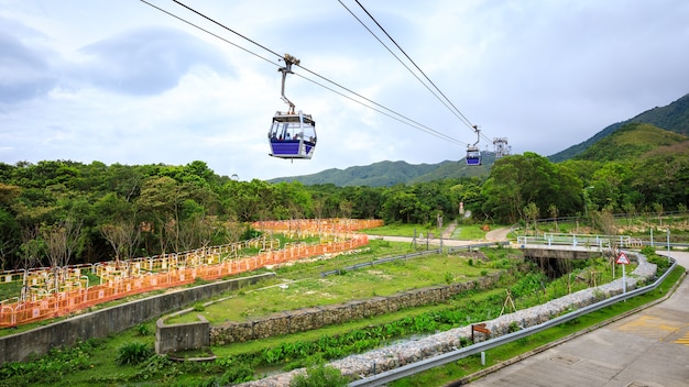 Ngong ping téléphérique hong kong Chine dans la saison des pluies