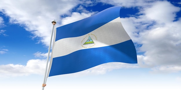 Nicaragua, agitant, drapeau, 3d, illustration