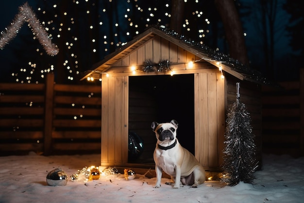 niche pour chien le soir de noël