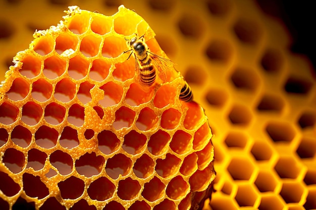 Nid d'abeille avec du miel comme arrière-plan naturel très agréable