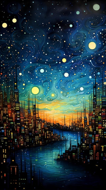 Night city illustration