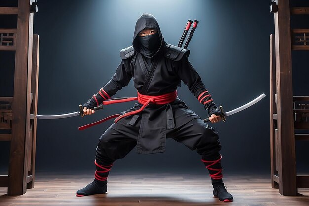 Un ninja qui porte de l'équipement.