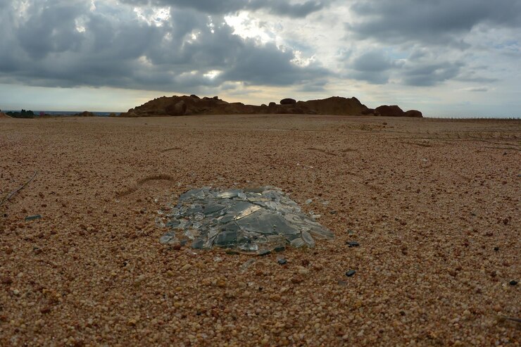 Photo niveau de surface du sable sur la plage par rapport au ciel