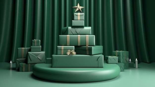 Noël avec arbre et cadeaux pour la mock-up