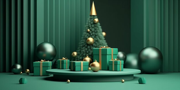 Noël avec arbre et cadeaux pour la mock-up