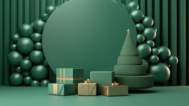 Noël avec arbre et cadeaux pour la mock-up