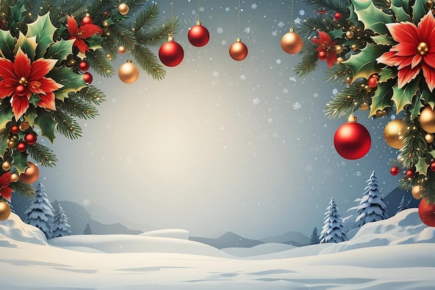 Noël, fond, arbre, cadeau, boîte, neige