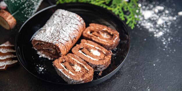 noël gâteau au chocolat rouleau nouvel an repas sucré dessert collation