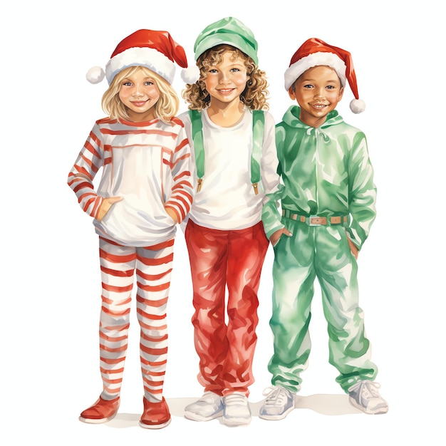 Noël Jammies aquarelle hiver