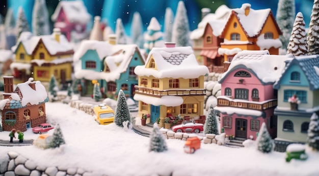 Noël en miniature dans un village de neige