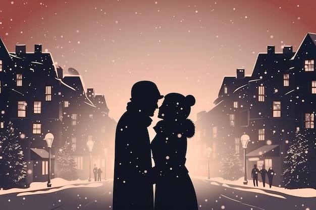 Noël Nouvel An couple amoureux fille homme concept graphique d'une maquette de bannière d'en-tête de vacances en famille