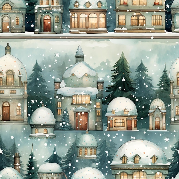 Noël et Nouvel An dessin animé vectoriel motif homogène avec des globes de neige