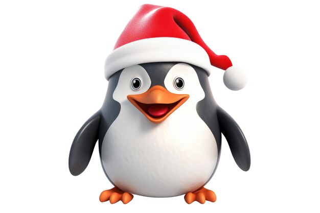 Noël Le petit pingouin mignon sur un fond blanc AI générative