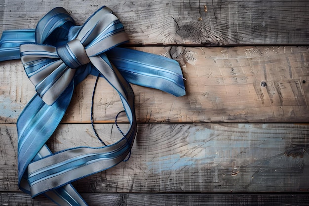 Un nœud papillon bleu sur un fond en bois Des accessoires à la mode pour hommes Un nâud papillon élégant sur un fond rustique en bois