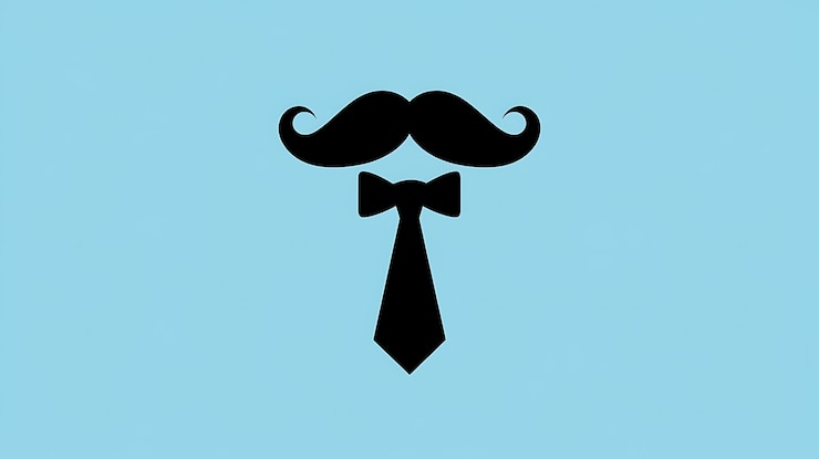 Photo un nœud papillon et une cravate à moustache noire sur un fond bleu