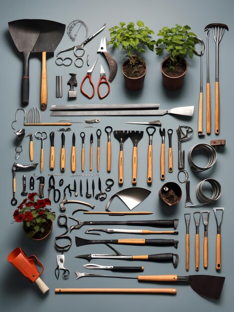 Photo nœudage d'outils de jardinage