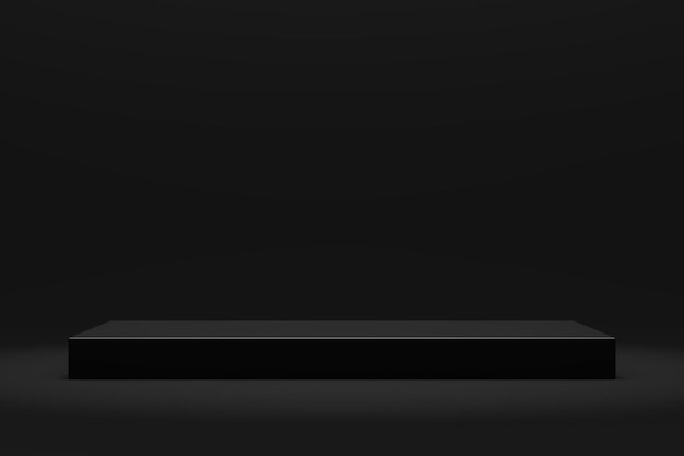 Le noir 3D se tient sur la scène vide de support de produit de fond noir