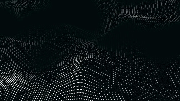Noir et blanc Abstrait Trapcode Form vague de particules numériques et fond de lumières Animation cyber ou fond de technologie Vague de technologie abstraite