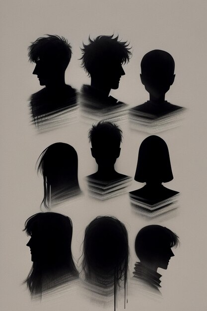 Photo noir et blanc silhouette style contraste abstrait personnes scène fond d'écran illustration de fond