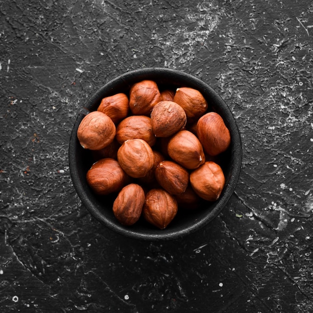 Noisettes dans un bol Écrou Vue de dessus