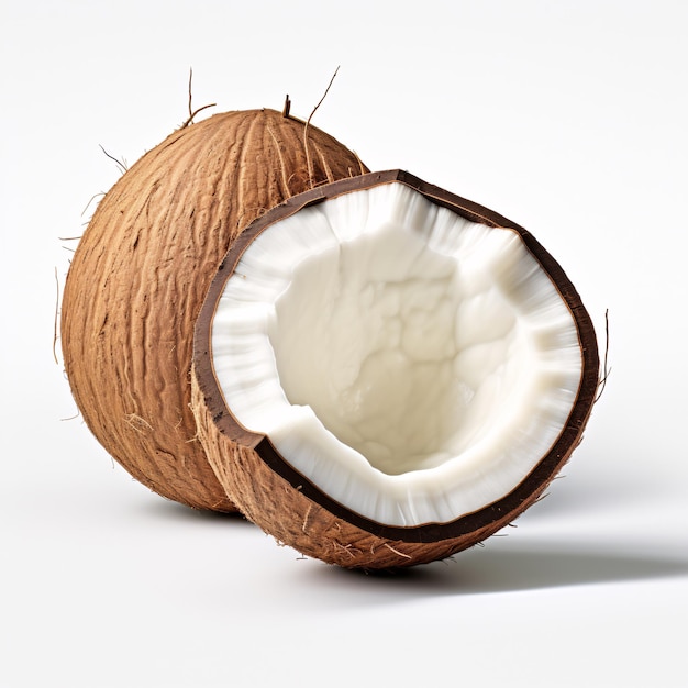 une noix de coco coupée en deux