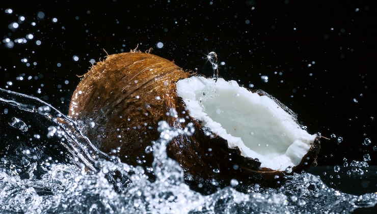 Photo noix de coco fissurée