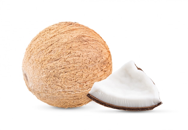 Noix de coco sur fond blanc