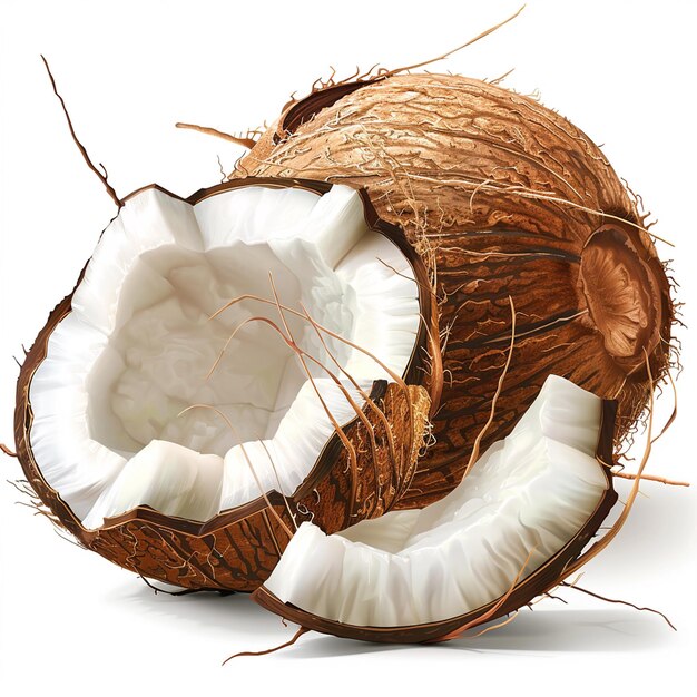 Une noix de coco fraîche isolée sur un fond blanc