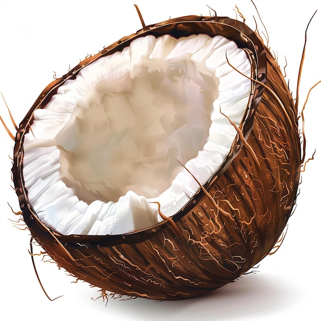 Une noix de coco fraîche isolée sur un fond blanc