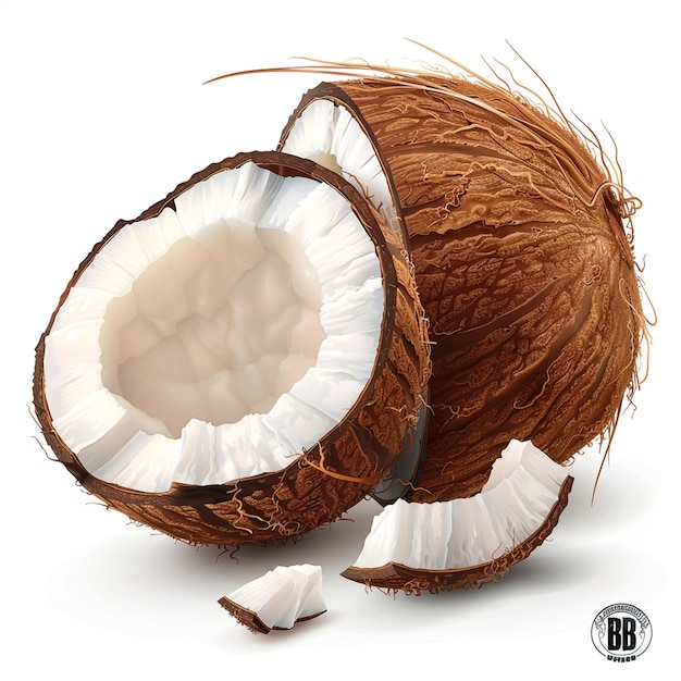 Une noix de coco fraîche isolée sur un fond blanc