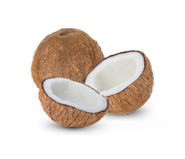 Noix de coco isolé sur fond blanc.