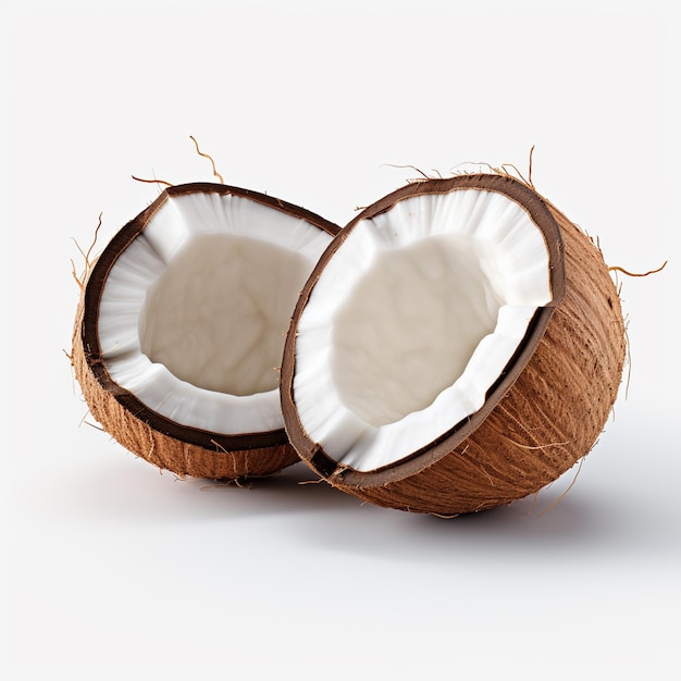 Photo une noix de coco isolée sur fond blanc