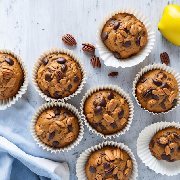 Noix de pécan et chocolat à l'avoine à la banane fraîchement cuites au four