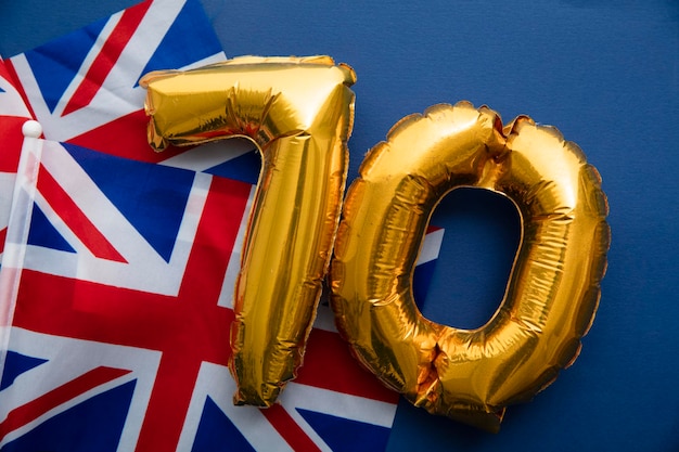 Nombre de ballons sur un drapeau union jack du Royaume-Uni