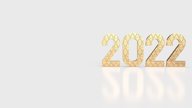 Photo le nombre d'or 2022 sur fond blanc pour le rendu 3d du concept de nouvel an ou d'entreprise