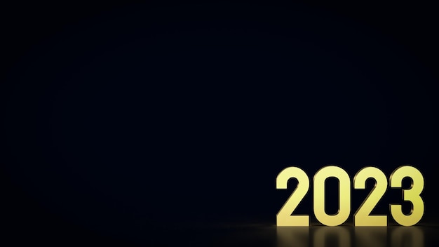 Le nombre d'or 2023 sur fond noir rendu 3d