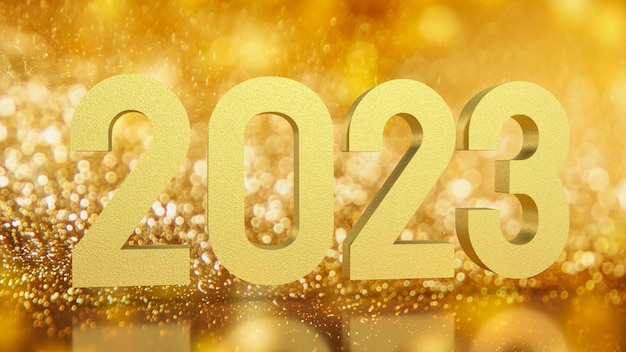 Le nombre d'or 2023 pour le rendu 3d du concept de nouvel an ou de célébration