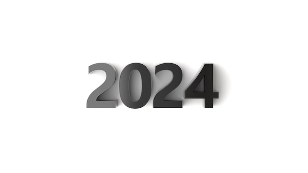 Les nombres 2024 isolés sur fond blanc rendu 3d Illustration 3d