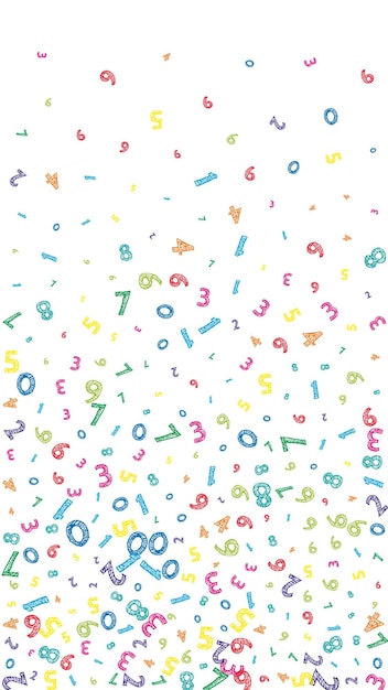 Photo des nombres en désordre colorés qui tombent concept d'étude mathématique avec des chiffres volants bannière mathématique originale de retour à l'école sur fond blanc illustration des nombres qui tombent