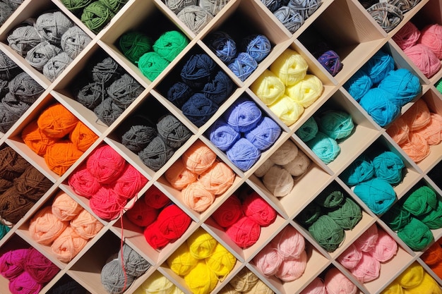 De nombreuses couleurs variées de boules de laine