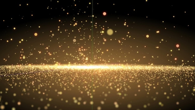 De nombreuses particules de tourbillon scintillantes volent dans l'espace de vacances et de fond de rendu 3d festif généré par ordinateur