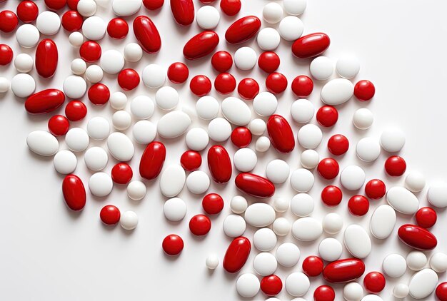 de nombreuses pilules et capsules de médicaments sur fond blanc