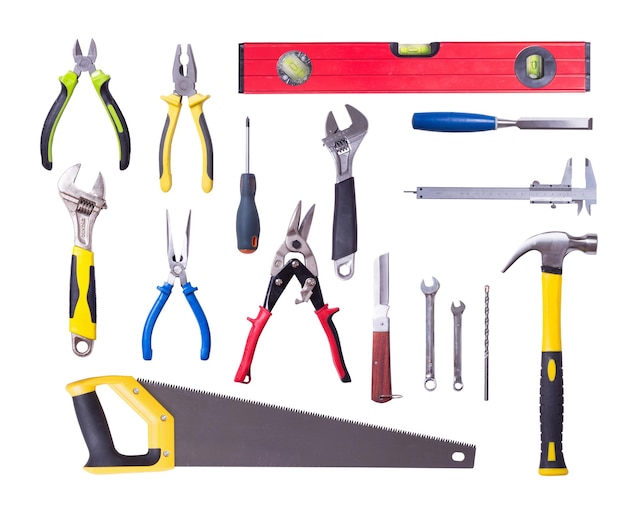 De nombreux outils isolés sur fond blanc